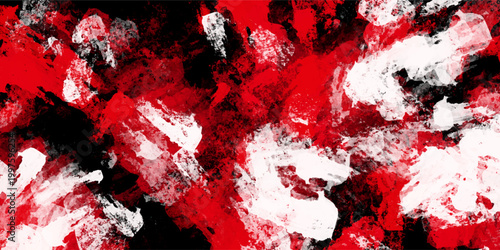 Bilde på lerret Bold red, black, and white abstract thick paint dab texture, messy grunge acryli
