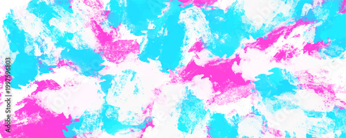 Tableau sur toile Bright pink and cyan blue abstract thick paint dab texture, messy acrylic block
