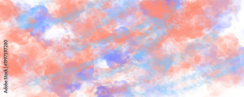 Foto Soft pastel orange and blue abstract watercolor cloud texture, light delicate fluid paint dab background, minimal airy mixed color graphic resource for elegant modern digital design layout vector