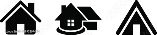 House and tent icons set Vector