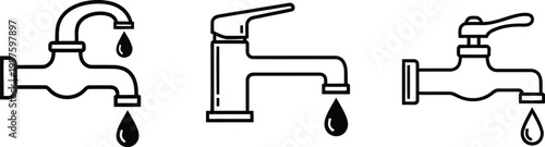 Three water tap icons Vector