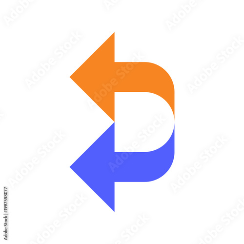 Letter D arrow negative space logo design