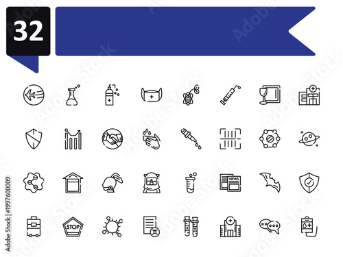 outline icon set featuring travelling, disinfectant, dropper, blood bag icons.