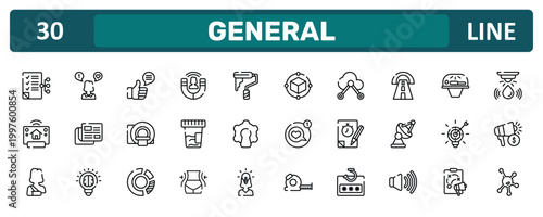 general outline icon set featuring smart contract, road tunnel, marketing strategy, organism icons.