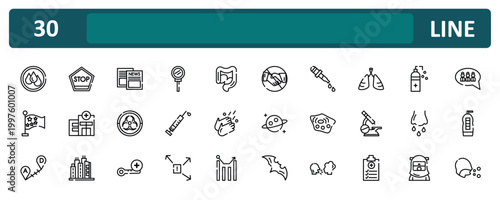 outline icon set featuring wet, pneumonia, runny e, cough icons.