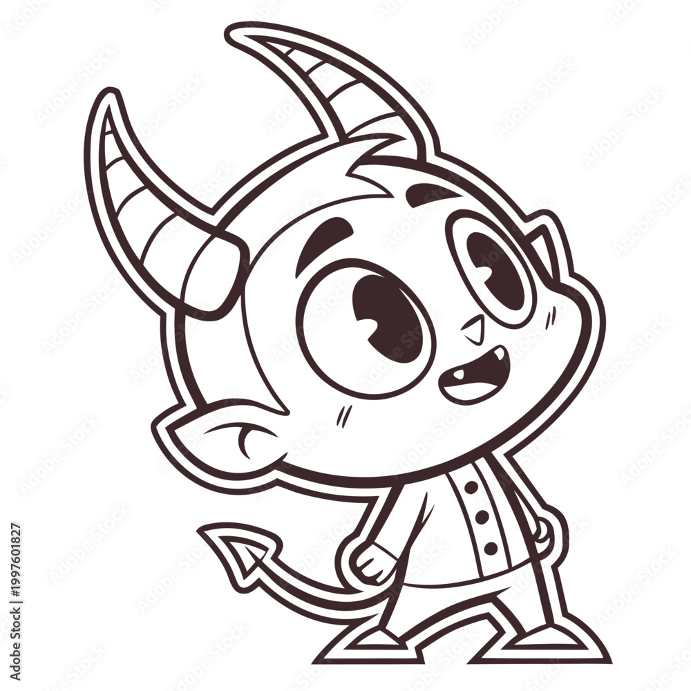 Fototapeta premium Chibi Demon Sticker Minimal