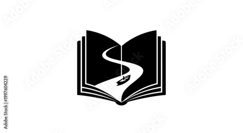 A stylized illustration of an open book.