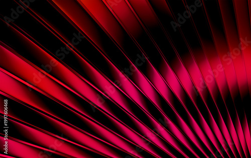 Fotografía Abstract Red and Magenta Wavy Lines Radiating from Corner with Glossy Texture