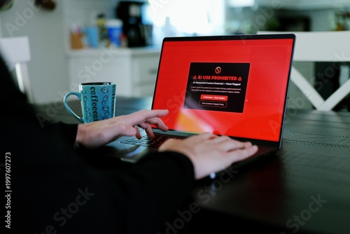 Konstfotografi Older male university student receives alert warning notification for violating