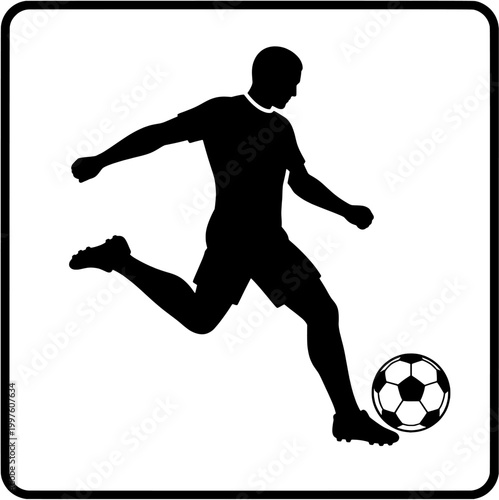 Football player kicking ball silhouette icon
