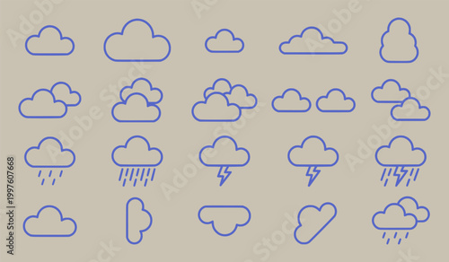 Set of weather icons: clouds rain lightning bolt graphics weather forecast weather icon lightning