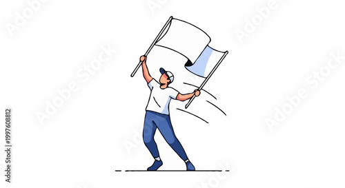 A person waving a flag