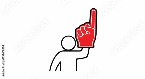 A fan raising a foam hand in excitement and support