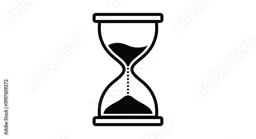 hourglass icon in black and white line art