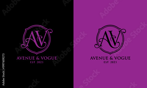 avenue logo, Luxury Monogram AV Logo – Elegant Serif Lettermark for Fashion, Boutique, and Premium Branding