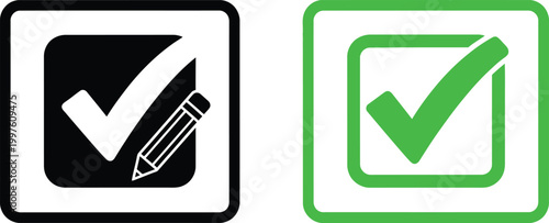 Check mark icons with pencil Vector
