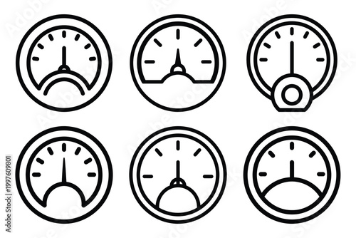 Hand drawn  barometer weather outline icon set. Minimal Line art weather icons.