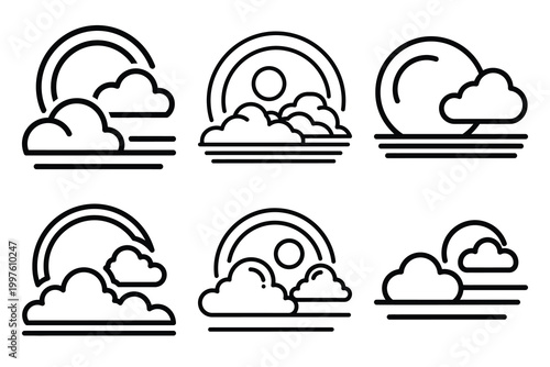 Tableau sur toile Hand drawn  coastal weather weather outline icon set