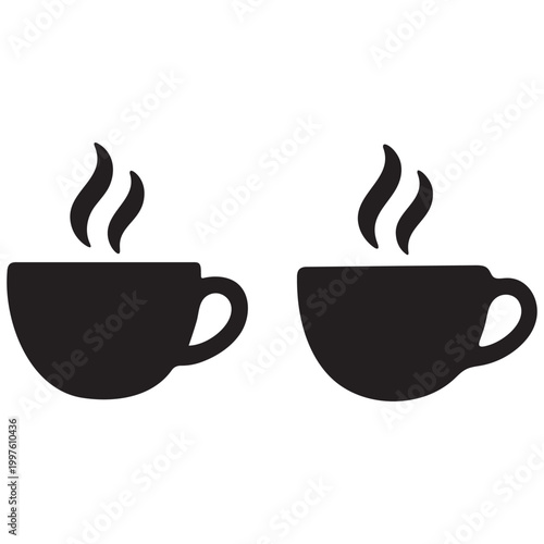 coffee cup silhouettes with steam on white background high quality professional detailed modern elegant stylish clean