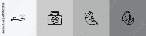 nature outline icon set featuring sandals, animal aid, sloth, harebell icons.