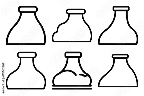 Hand drawn  smog weather outline icon set. Minimal Line art weather icons.