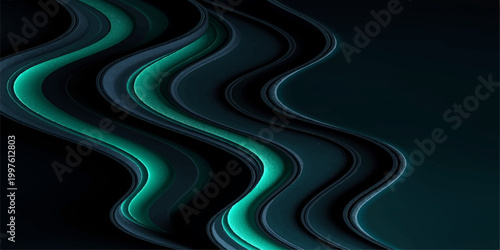 Abstract blue wave background with flowing curved highway path design and modern black and blue vector illustration motion lines