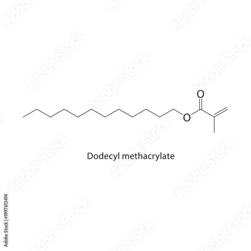 Dodecyl mercaptoacetate skeletal structure. ester compound schematic illustration. Simple diagram, chemical formula.