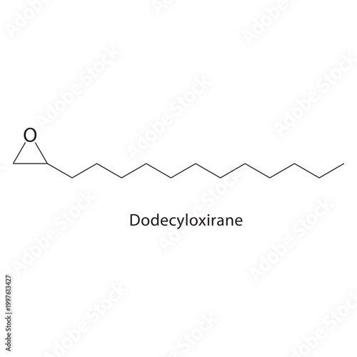 Dodecyl methacrylate skeletal structure. ester compound schematic illustration. Simple diagram, chemical formula.
