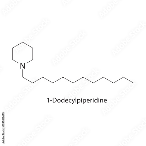 4-Dodecylphenol skeletal structure. phenol compound schematic illustration. Simple diagram, chemical formula.