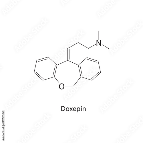 Dotriacontane skeletal structure. alkane compound schematic illustration. Simple diagram, chemical formula.