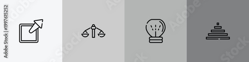 product management outline icon set featuring external, feasibility, null, null icons.