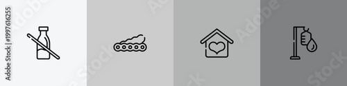 medical outline icon set featuring lactose intolerant, soy, hospice, intravenous icons.