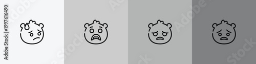 emoji outline icon set featuring embarrassed emoji, surprise emoji, sad pouting icons.