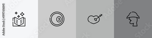 literature outline icon set featuring book of fairy tales, ball pool, treason, sherlock holmes icons.