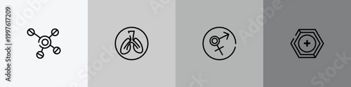 outline icon set featuring cells, respiratory, sexual transmitted disease, prevention icons.
