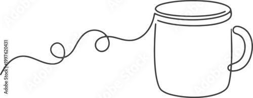 Minimalist coffee cup line art for cafe or restaurant branding and advertising