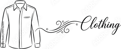 Elegant mens dress shirt illustration with clothing label for fashion branding and advertising