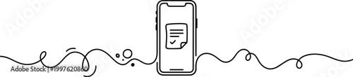 Mobile phone with speech bubble icon in minimalist line art style for digital communication and messaging