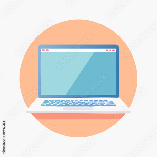 Laptop computer with white frame.