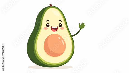 Smiling Cartoon Avocado Character Fruit.