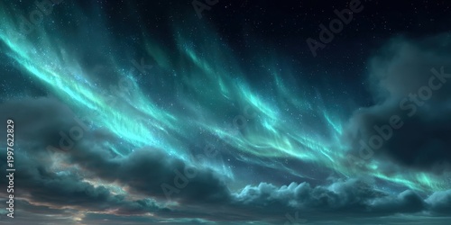 Ethereal Aurora Night Sky Overlay with Celestial Glow Effect