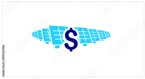 Solar energy investment icon. Renewable power finance flat symbol