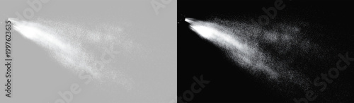 Fotografie Magic sparkling water spray set, realistic floating dust particles and liquid sp