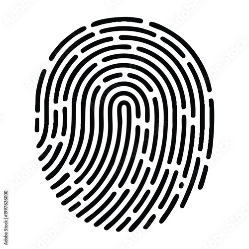 Fingerprint, biometric identification, security icon, black vector illustration, digital symbol