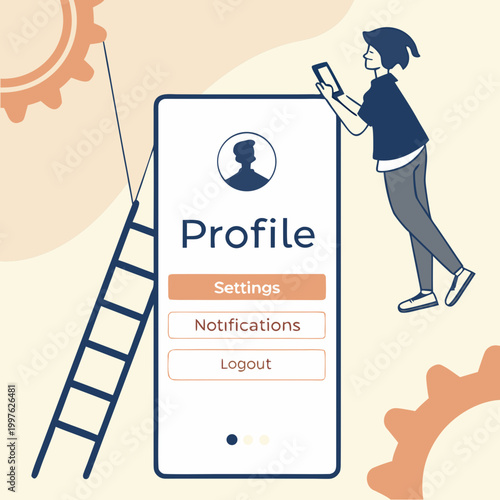 Person accessing profile settings on a large smartphone