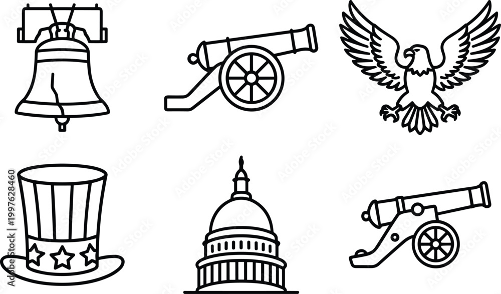 Fototapeta premium USA Patriotic Icons Collection Set