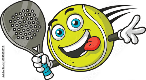 Padel tennis ball mascot character vector cartoon illustration 