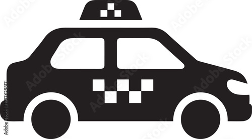 Taxi icon in silhouette against a transparent background for urban transport concepts