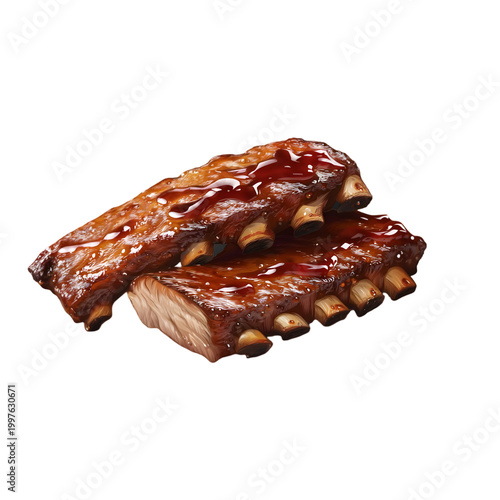 BBQ ribs glazed with sauce illustration vector style isolated die-cut