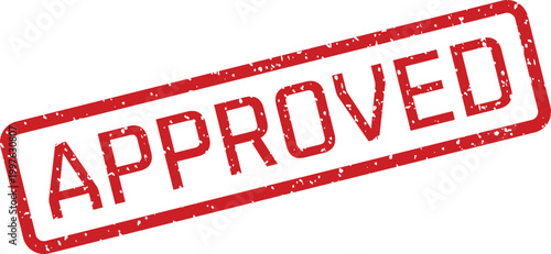 Red rubber stamp with the word 'approved' in bold capitals